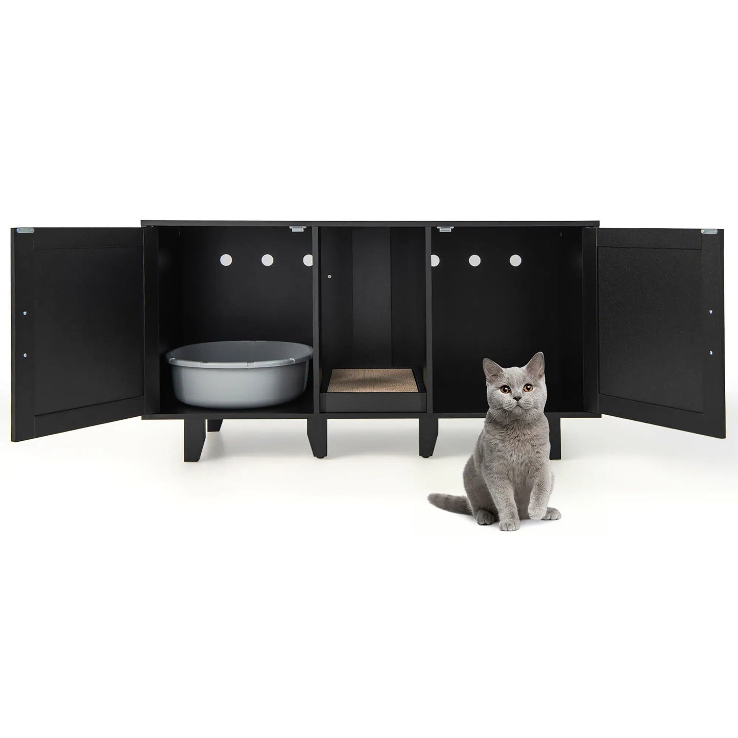 Cat Litter Box Enclosure TV Stand Cabinet Hidden Cat House