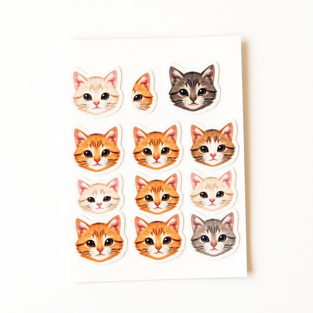 Cute Kitten Faces Sticker Sheet
