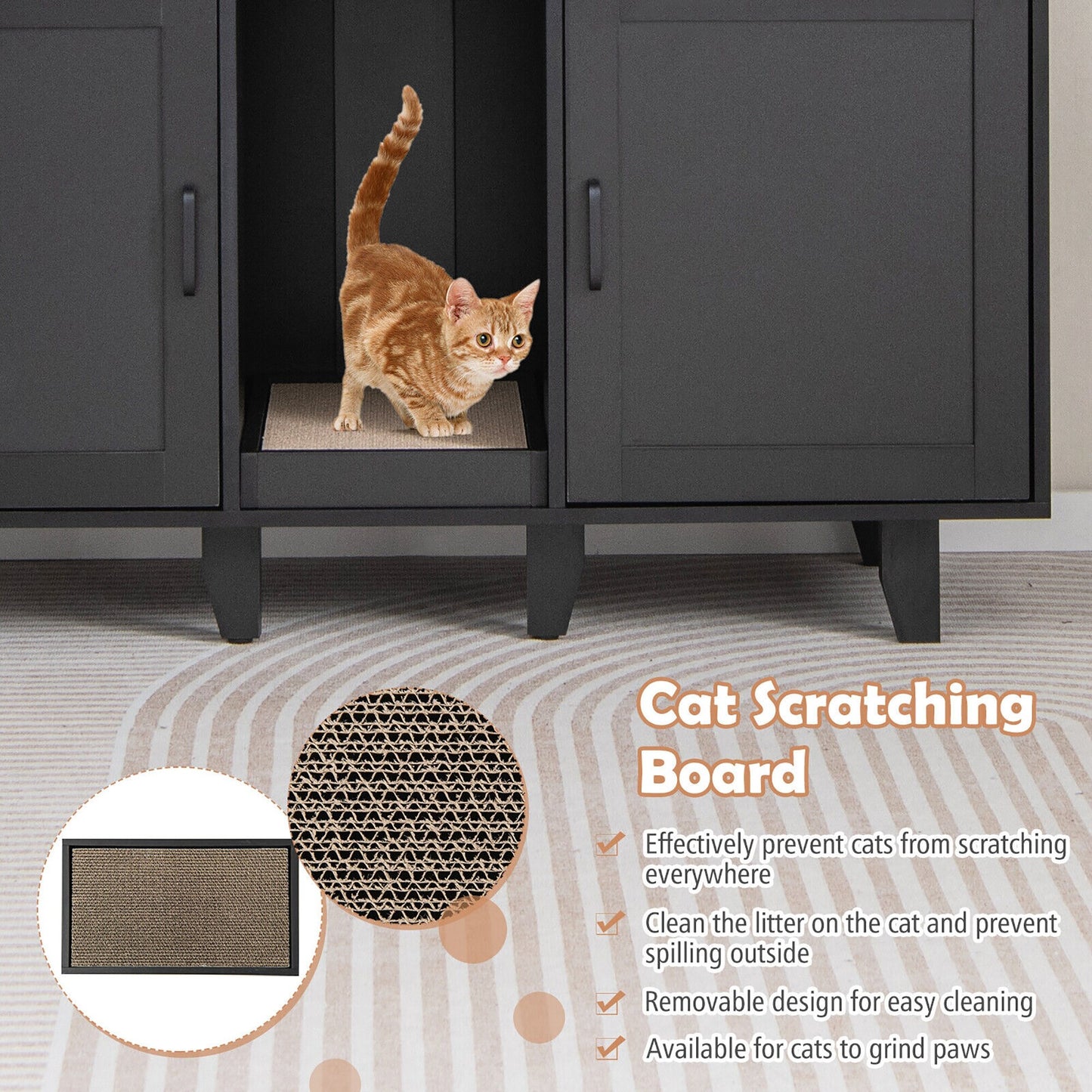 Cat Litter Box Enclosure TV Stand Cabinet Hidden Cat House