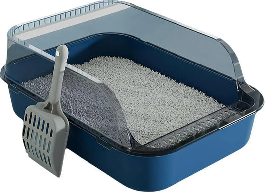 Litter Box with Litter Spoon, Cat Litter Box with Open Entrance, Cat Supplies, Cat Cleaning Bowl Toilet, (Pink)