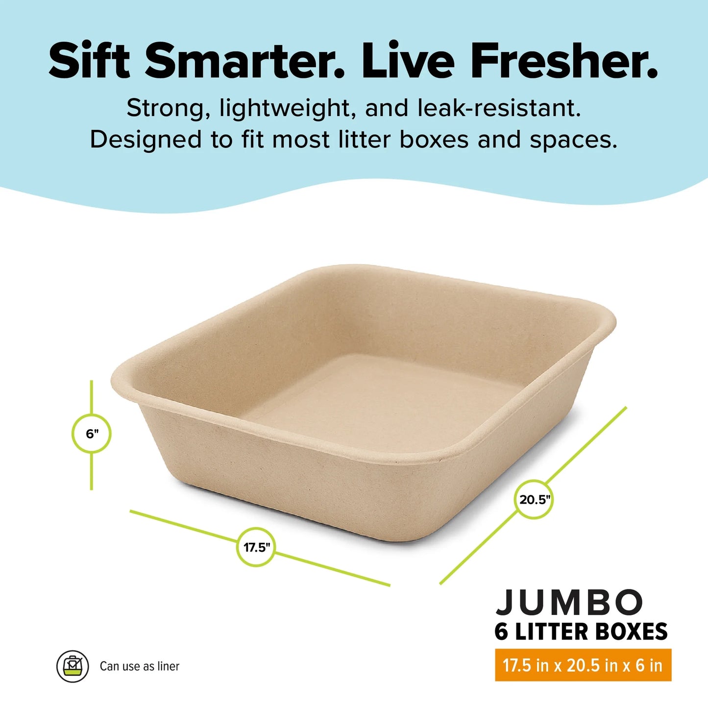 Eco-Friendly Disposable Litter Box Jumbo for Cats (Pack of 6)