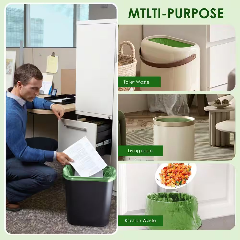 3 Gal. Compostable Trash Bags with Drawstring, Heavy Duty 1 Mil Thick, 50-Count, Kitchen Waste Bags