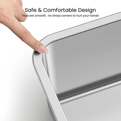 Cat Litter Box with High Sides Large Stainless Steel Cat Litter Pan 23.6" X 15.7" X 7.9"