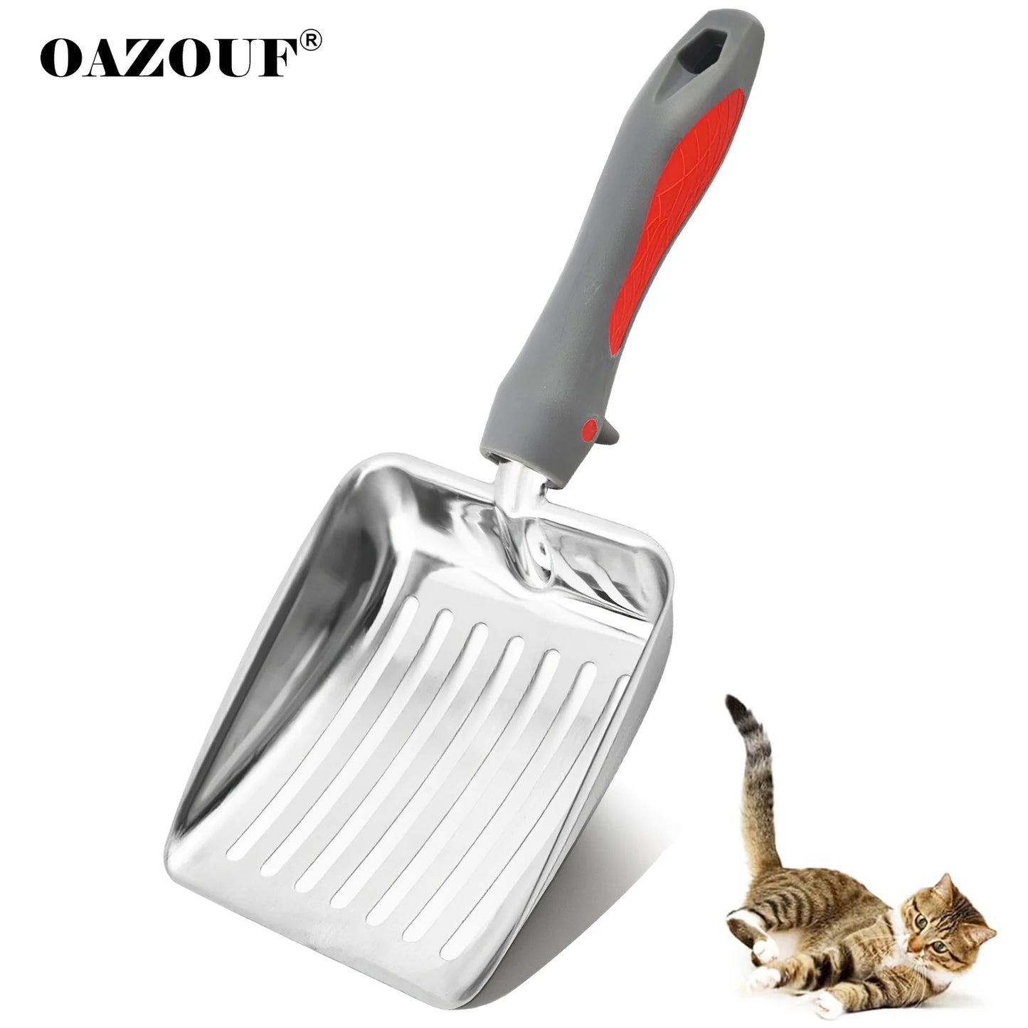 Stainless Steel Cat Litter Scoop, Metal Cat Litter Scoop, Kitty Metal Scooper, Sturdy Mesh Scooper for Clumping Cat Litter, Silver