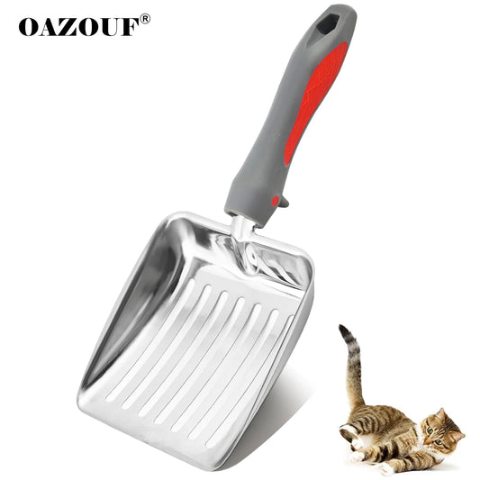 Stainless Steel Cat Litter Scoop, Metal Cat Litter Scoop, Kitty Metal Scooper, Sturdy Mesh Scooper for Clumping Cat Litter, Silver