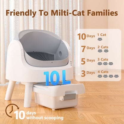 Automatic Cat Litter Box Self-Cleaning with Safety Protection, Mat and Trash Bags Included, Grey