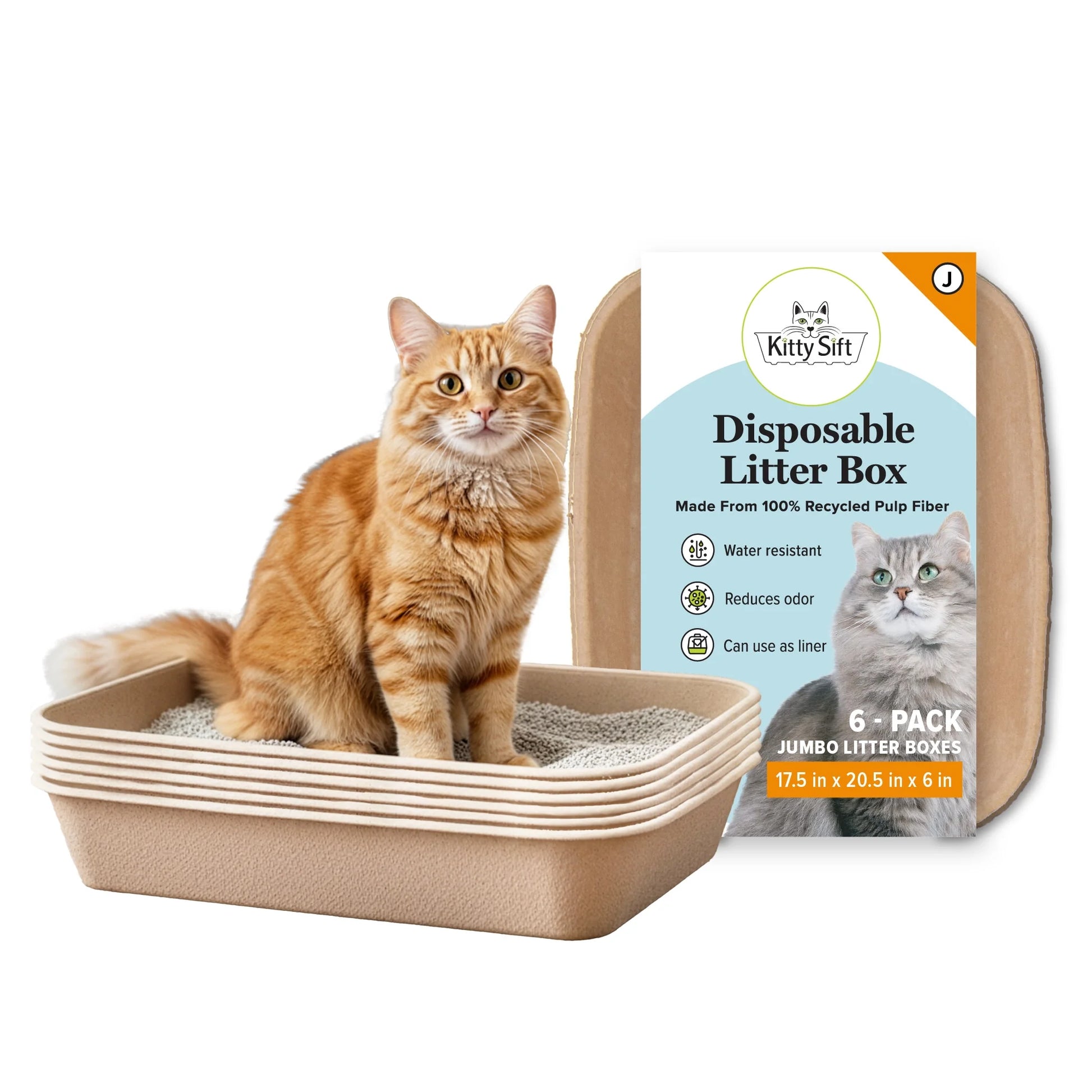 Eco-Friendly Disposable Litter Box Jumbo for Cats (Pack of 6)