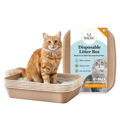 Eco-Friendly Disposable Litter Box Jumbo for Cats (Pack of 6)
