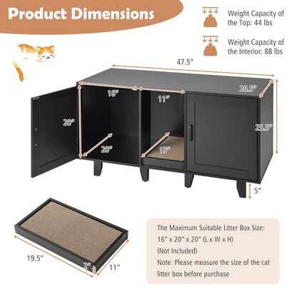 Cat Litter Box Enclosure TV Stand Cabinet Hidden Cat House