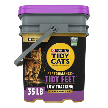 Purina  Performance plus Tidy Feet Low Tracking Cat Litter, Clean Linen Scent, 35 Lb Pail