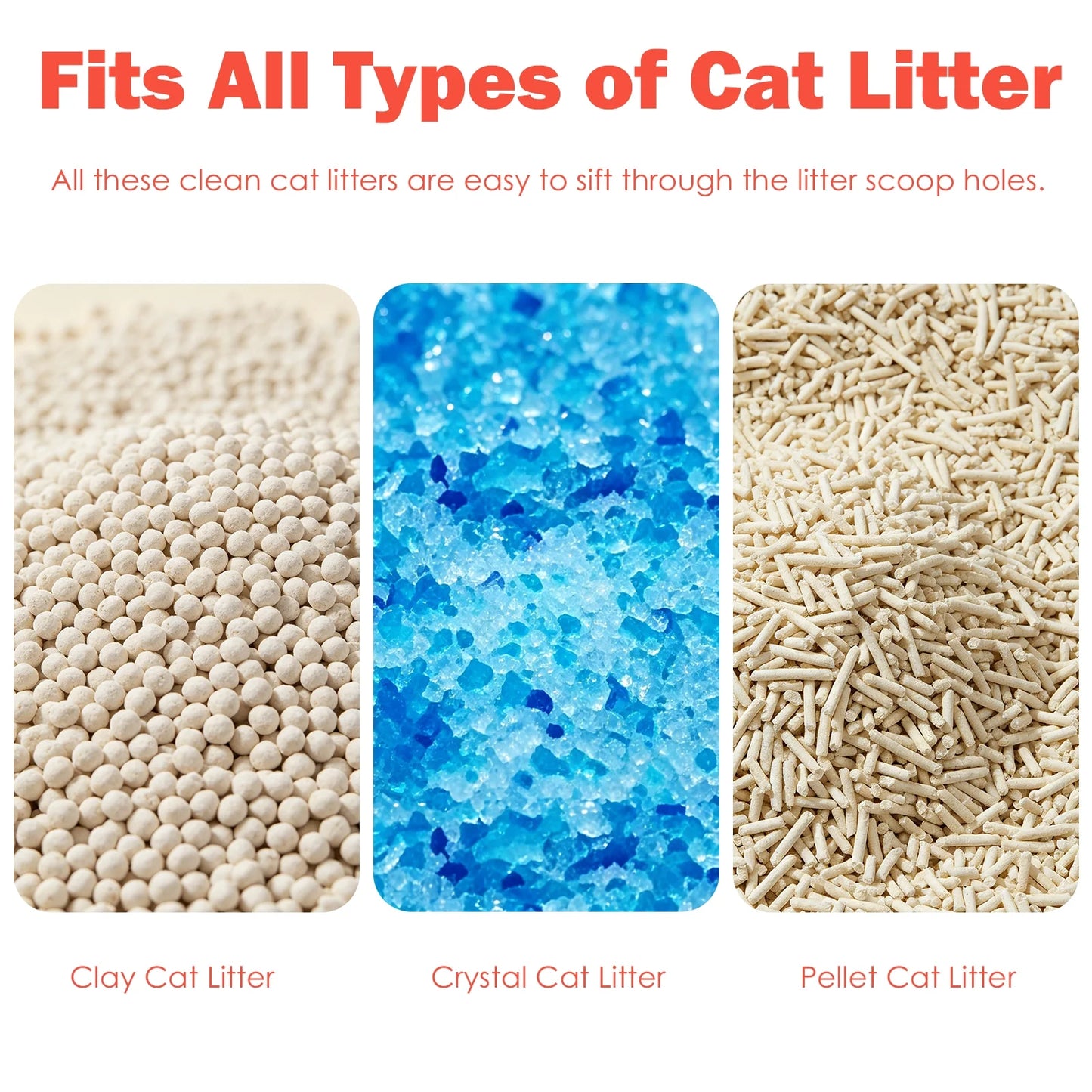 Stainless Steel Cat Litter Scoop, Metal Cat Litter Scoop, Kitty Metal Scooper, Sturdy Mesh Scooper for Clumping Cat Litter, Silver