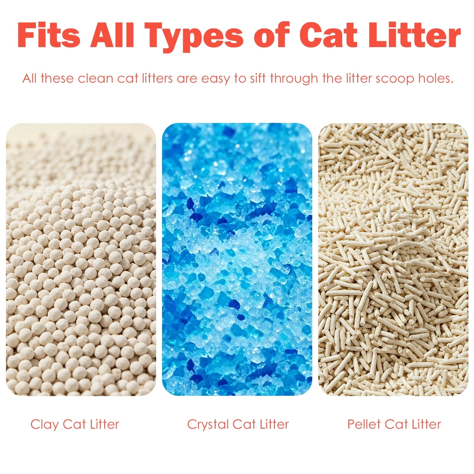 Stainless Steel Cat Litter Scoop, Metal Cat Litter Scoop, Kitty Metal Scooper, Sturdy Mesh Scooper for Clumping Cat Litter, Silver