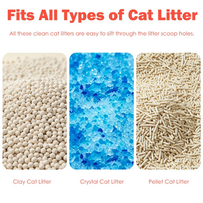 Stainless Steel Cat Litter Scoop, Metal Cat Litter Scoop, Kitty Metal Scooper, Sturdy Mesh Scooper for Clumping Cat Litter, Silver