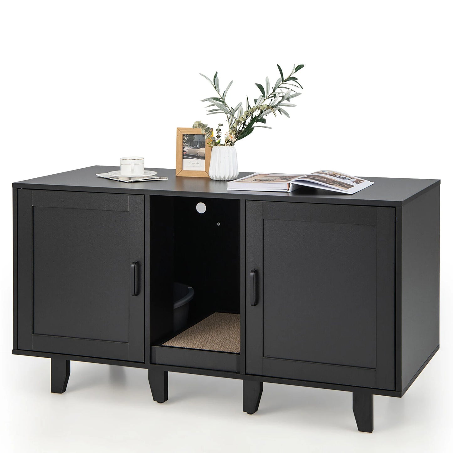 Cat Litter Box Enclosure TV Stand Cabinet Hidden Cat House
