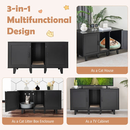 Cat Litter Box Enclosure TV Stand Cabinet Hidden Cat House