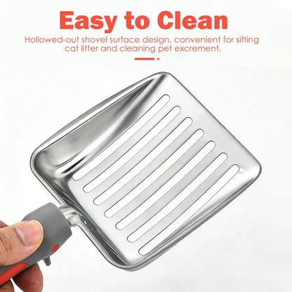 Stainless Steel Cat Litter Scoop, Metal Cat Litter Scoop, Kitty Metal Scooper, Sturdy Mesh Scooper for Clumping Cat Litter, Silver