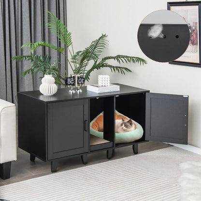 Cat Litter Box Enclosure TV Stand Cabinet Hidden Cat House